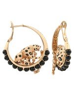 Серьги из золота 585 пробы c эмалью и ониксом